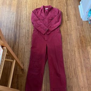 Burgundy denim madewell jumpsuit size 10